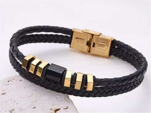 BC Jewelry Wholesale Leather Bracelet Stainless Steel And Leather Bracelet Jewelry SJ85B2832