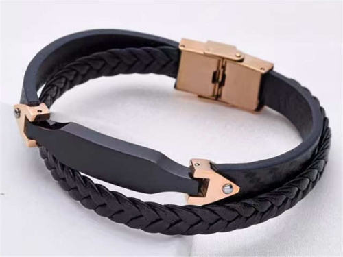 BC Jewelry Wholesale Leather Bracelet Stainless Steel And Leather Bracelet Jewelry SJ85B2855
