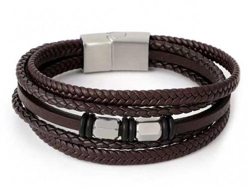BC Jewelry Wholesale Leather Bracelet Stainless Steel And Leather Bracelet Jewelry SJ85B3037