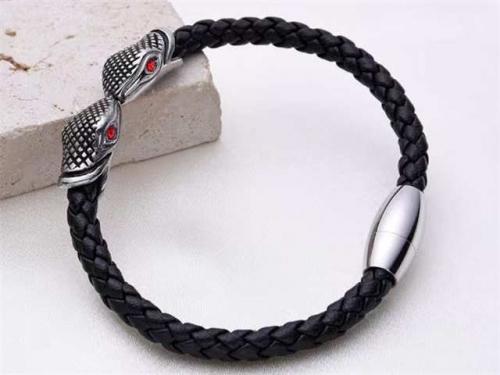 BC Jewelry Wholesale Leather Bracelet Stainless Steel And Leather Bracelet Jewelry SJ85B2865