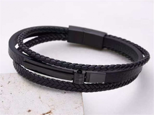 BC Jewelry Wholesale Leather Bracelet Stainless Steel And Leather Bracelet Jewelry SJ85B2874