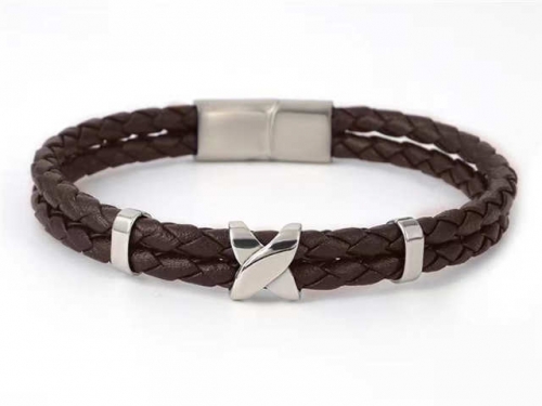 BC Jewelry Wholesale Leather Bracelet Stainless Steel And Leather Bracelet Jewelry SJ85B2946
