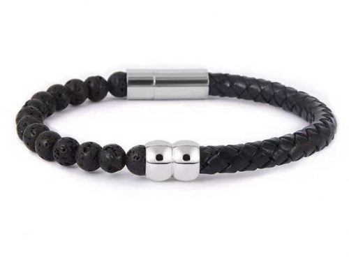 BC Jewelry Wholesale Leather Bracelet Stainless Steel And Leather Bracelet Jewelry SJ85B2983