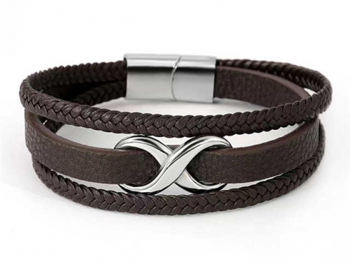 BC Jewelry Wholesale Leather Bracelet Stainless Steel And Leather Bracelet Jewelry SJ85B2964