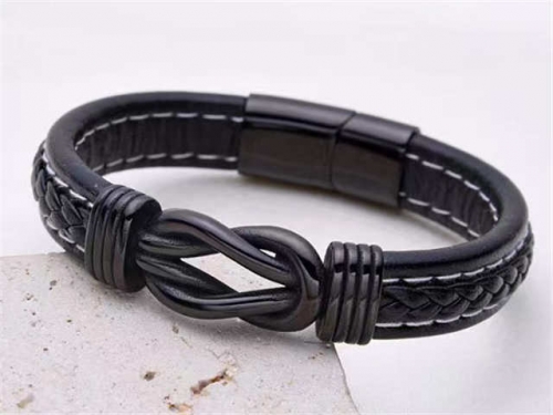 BC Jewelry Wholesale Leather Bracelet Stainless Steel And Leather Bracelet Jewelry SJ85B2892