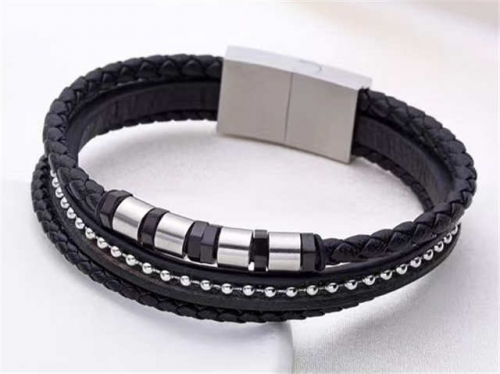 BC Jewelry Wholesale Leather Bracelet Stainless Steel And Leather Bracelet Jewelry SJ85B2847