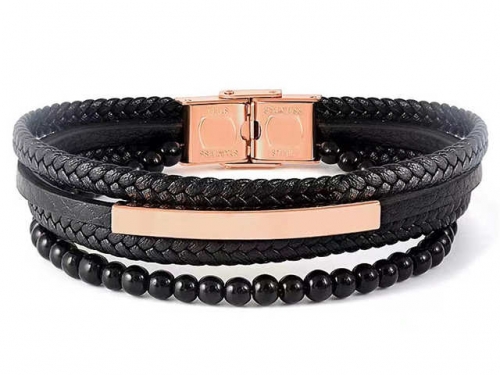 BC Jewelry Wholesale Leather Bracelet Stainless Steel And Leather Bracelet Jewelry SJ85B2941