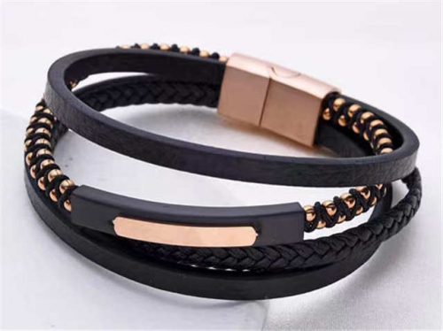 BC Jewelry Wholesale Leather Bracelet Stainless Steel And Leather Bracelet Jewelry SJ85B2882