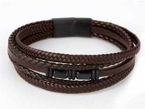 BC Jewelry Wholesale Leather Bracelet Stainless Steel And Leather Bracelet Jewelry SJ85B3036