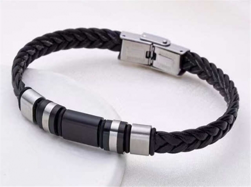 BC Jewelry Wholesale Leather Bracelet Stainless Steel And Leather Bracelet Jewelry SJ85B2920