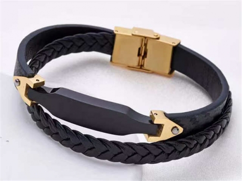 BC Jewelry Wholesale Leather Bracelet Stainless Steel And Leather Bracelet Jewelry SJ85B2854