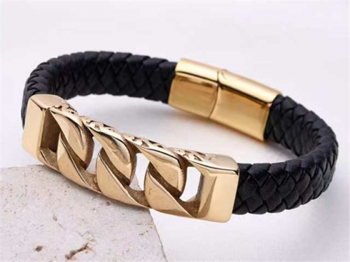 BC Jewelry Wholesale Leather Bracelet Stainless Steel And Leather Bracelet Jewelry SJ85B2894