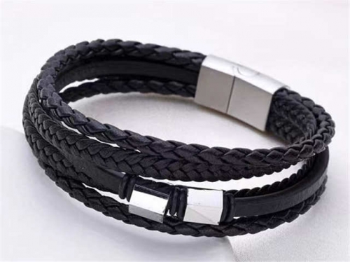 BC Jewelry Wholesale Leather Bracelet Stainless Steel And Leather Bracelet Jewelry SJ85B2898