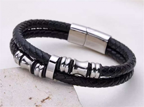 BC Jewelry Wholesale Leather Bracelet Stainless Steel And Leather Bracelet Jewelry SJ85B2887