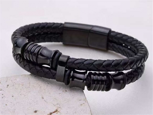 BC Jewelry Wholesale Leather Bracelet Stainless Steel And Leather Bracelet Jewelry SJ85B2889