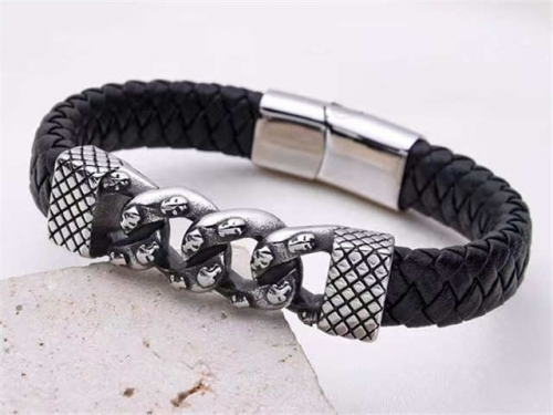 BC Jewelry Wholesale Leather Bracelet Stainless Steel And Leather Bracelet Jewelry SJ85B2918