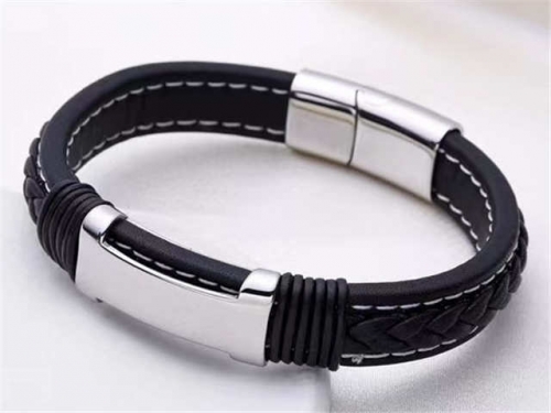 BC Jewelry Wholesale Leather Bracelet Stainless Steel And Leather Bracelet Jewelry SJ85B2850