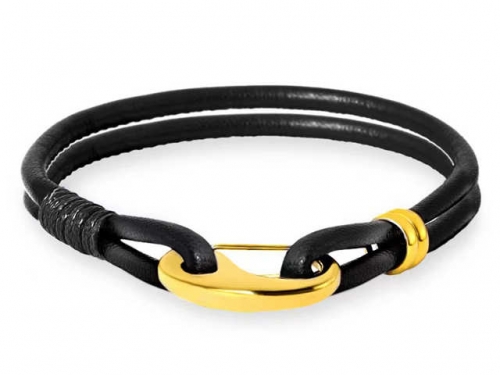 BC Jewelry Wholesale Leather Bracelet Stainless Steel And Leather Bracelet Jewelry SJ85B2955