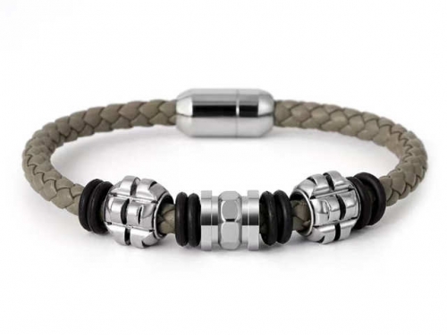 BC Jewelry Wholesale Leather Bracelet Stainless Steel And Leather Bracelet Jewelry SJ85B2989