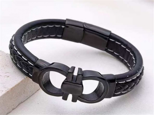 BC Jewelry Wholesale Leather Bracelet Stainless Steel And Leather Bracelet Jewelry SJ85B2864