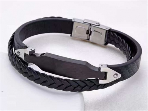 BC Jewelry Wholesale Leather Bracelet Stainless Steel And Leather Bracelet Jewelry SJ85B2853