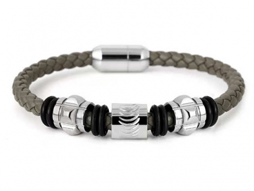 BC Jewelry Wholesale Leather Bracelet Stainless Steel And Leather Bracelet Jewelry SJ85B2957