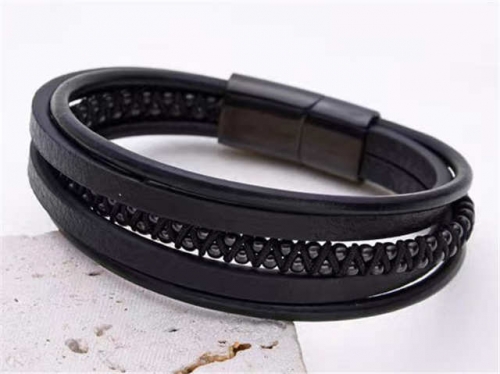 BC Jewelry Wholesale Leather Bracelet Stainless Steel And Leather Bracelet Jewelry SJ85B2911