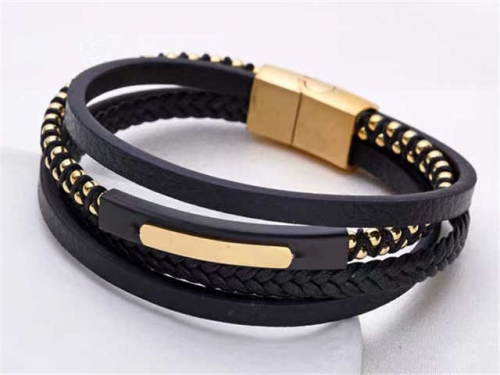 BC Jewelry Wholesale Leather Bracelet Stainless Steel And Leather Bracelet Jewelry SJ85B2883