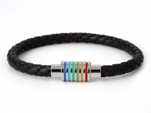 BC Jewelry Wholesale Leather Bracelet Stainless Steel And Leather Bracelet Jewelry SJ85B2837