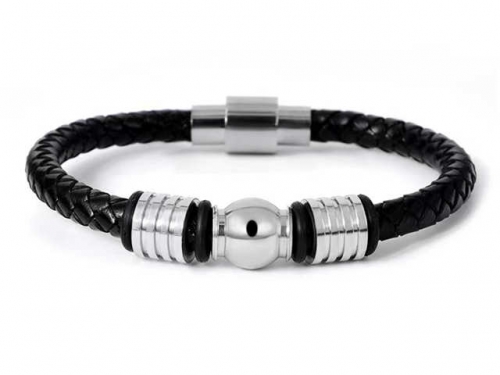 BC Jewelry Wholesale Leather Bracelet Stainless Steel And Leather Bracelet Jewelry SJ85B2950