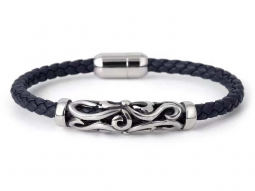 BC Jewelry Wholesale Leather Bracelet Stainless Steel And Leather Bracelet Jewelry SJ85B3025