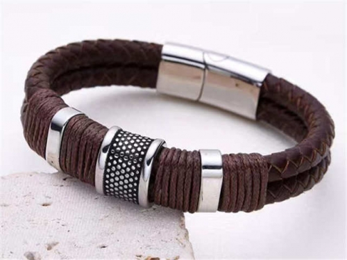 BC Jewelry Wholesale Leather Bracelet Stainless Steel And Leather Bracelet Jewelry SJ85B2908