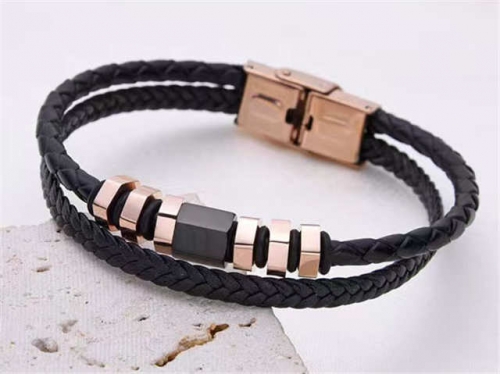 BC Jewelry Wholesale Leather Bracelet Stainless Steel And Leather Bracelet Jewelry SJ85B2831
