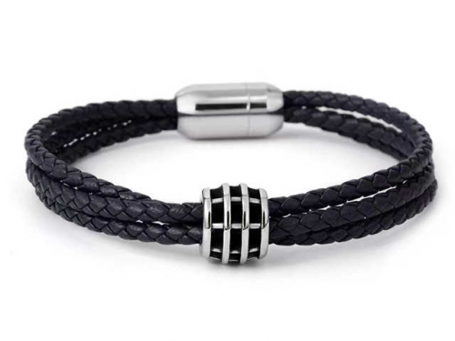 BC Jewelry Wholesale Leather Bracelet Stainless Steel And Leather Bracelet Jewelry SJ85B2966