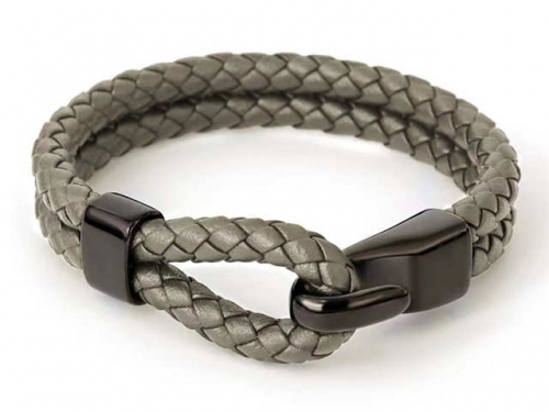 BC Jewelry Wholesale Leather Bracelet Stainless Steel And Leather Bracelet Jewelry SJ85B3014