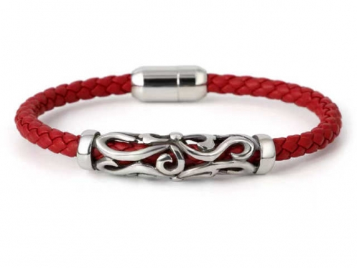 BC Jewelry Wholesale Leather Bracelet Stainless Steel And Leather Bracelet Jewelry SJ85B3024