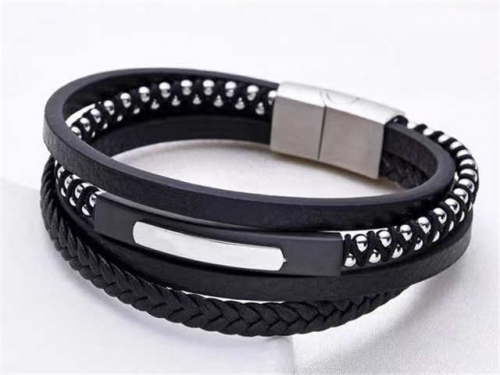 BC Jewelry Wholesale Leather Bracelet Stainless Steel And Leather Bracelet Jewelry SJ85B2881