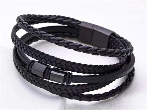 BC Jewelry Wholesale Leather Bracelet Stainless Steel And Leather Bracelet Jewelry SJ85B2900
