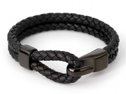 BC Jewelry Wholesale Leather Bracelet Stainless Steel And Leather Bracelet Jewelry SJ85B3012