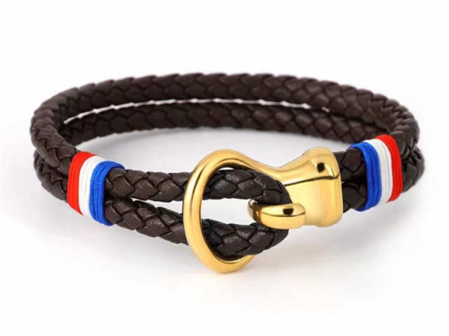 BC Jewelry Wholesale Leather Bracelet Stainless Steel And Leather Bracelet Jewelry SJ85B3016