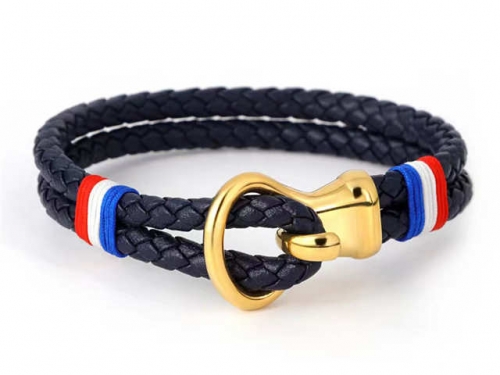 BC Jewelry Wholesale Leather Bracelet Stainless Steel And Leather Bracelet Jewelry SJ85B3015