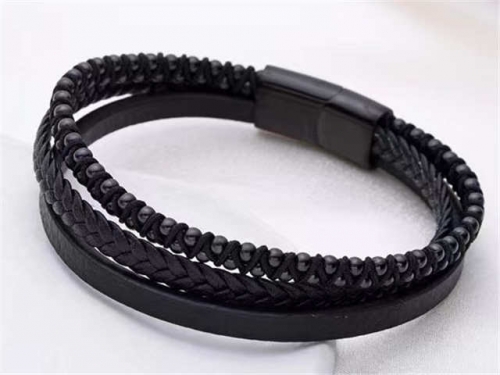 BC Jewelry Wholesale Leather Bracelet Stainless Steel And Leather Bracelet Jewelry SJ85B2917