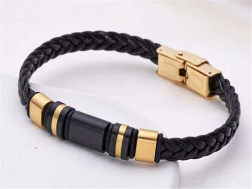 BC Jewelry Wholesale Leather Bracelet Stainless Steel And Leather Bracelet Jewelry SJ85B2921