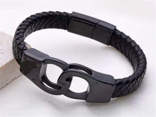 BC Jewelry Wholesale Leather Bracelet Stainless Steel And Leather Bracelet Jewelry SJ85B2861