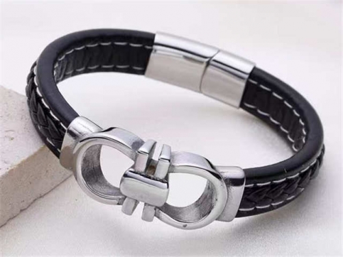 BC Jewelry Wholesale Leather Bracelet Stainless Steel And Leather Bracelet Jewelry SJ85B2862