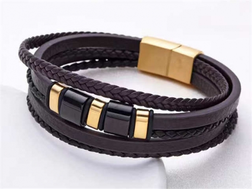 BC Jewelry Wholesale Leather Bracelet Stainless Steel And Leather Bracelet Jewelry SJ85B2844