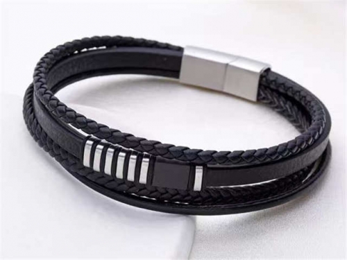 BC Jewelry Wholesale Leather Bracelet Stainless Steel And Leather Bracelet Jewelry SJ85B2846