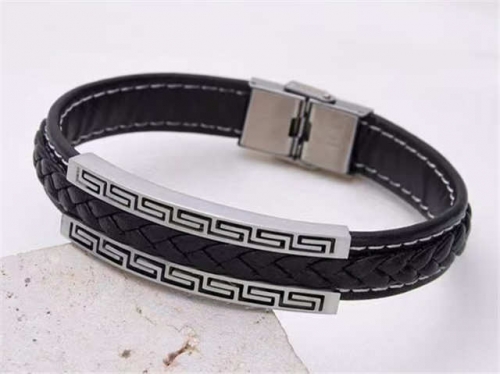 BC Jewelry Wholesale Leather Bracelet Stainless Steel And Leather Bracelet Jewelry SJ85B2868