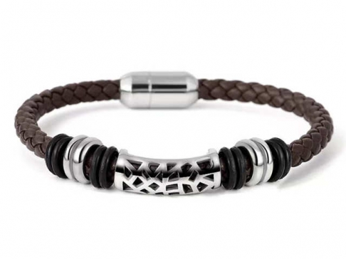 BC Jewelry Wholesale Leather Bracelet Stainless Steel And Leather Bracelet Jewelry SJ85B3029