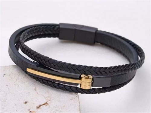 BC Jewelry Wholesale Leather Bracelet Stainless Steel And Leather Bracelet Jewelry SJ85B2873